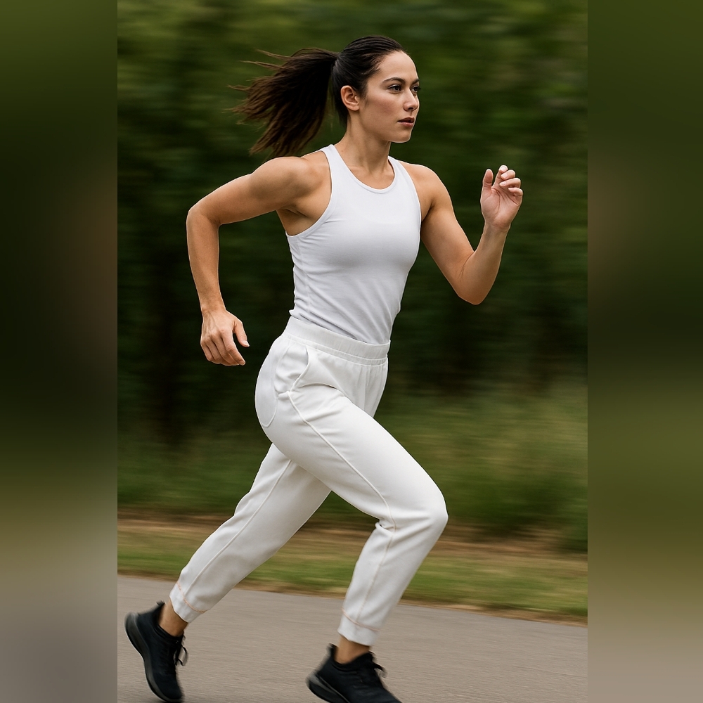 Freely Off White Women's White Athletic Joggers Medium